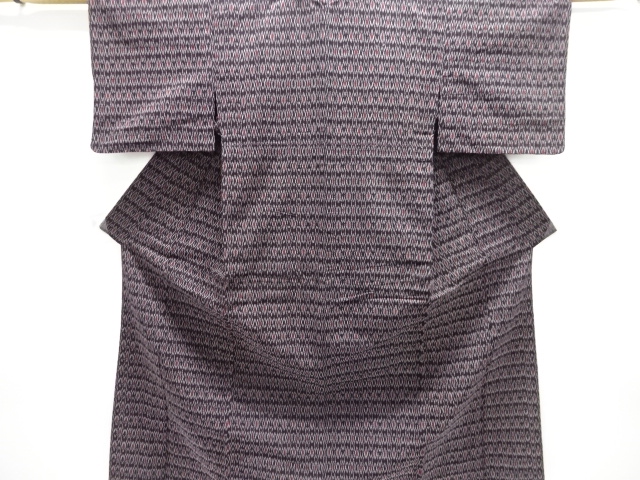 JAPANESE KIMONO / ANTIQUE GEOMETRIC PATTERN WOVEN HITOE KIMONO